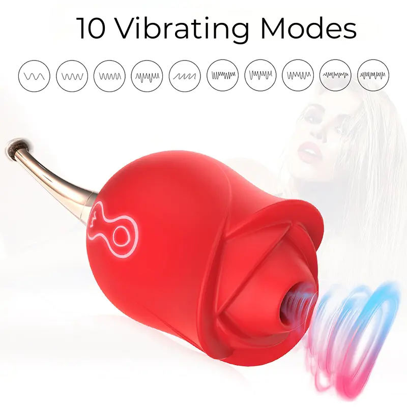 Sexrose Sucking Vibrator with 3 Head Rabbit Stimulator