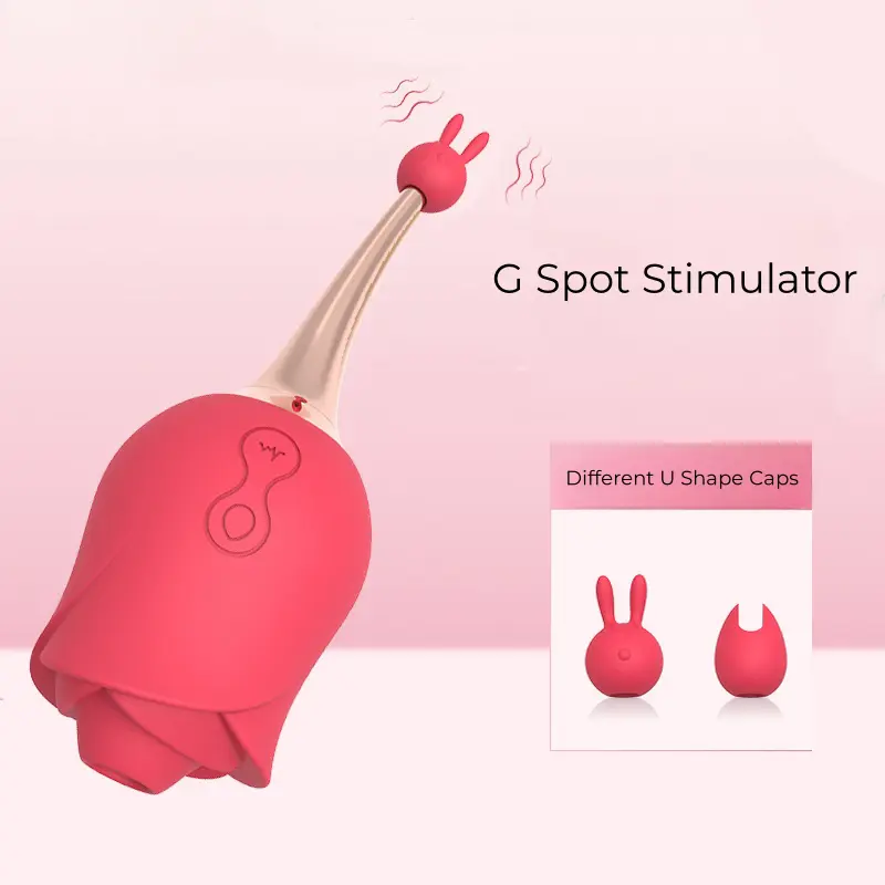 Sexrose Sucking Vibrator with 3 Head Rabbit Stimulator