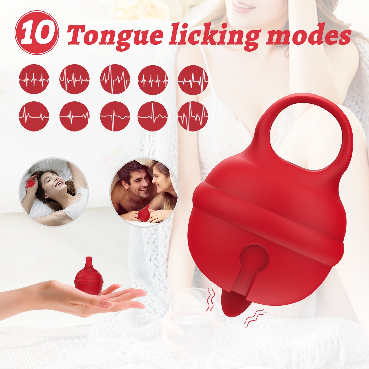 Bell Shape Tongue Licking Stimulator Sex Toy with 10 Licking Modes