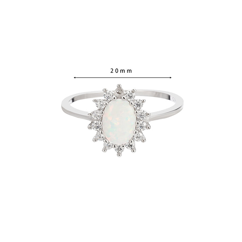 Sterling Silver Opal Princess Ring