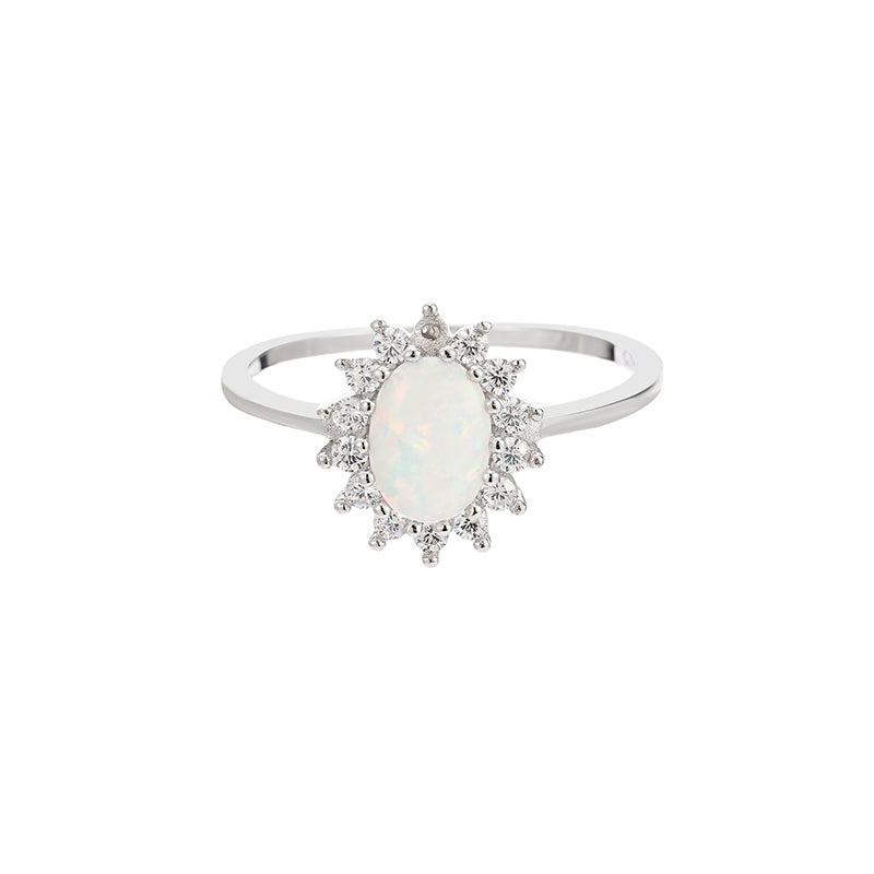 Sterling Silver Opal Princess Ring