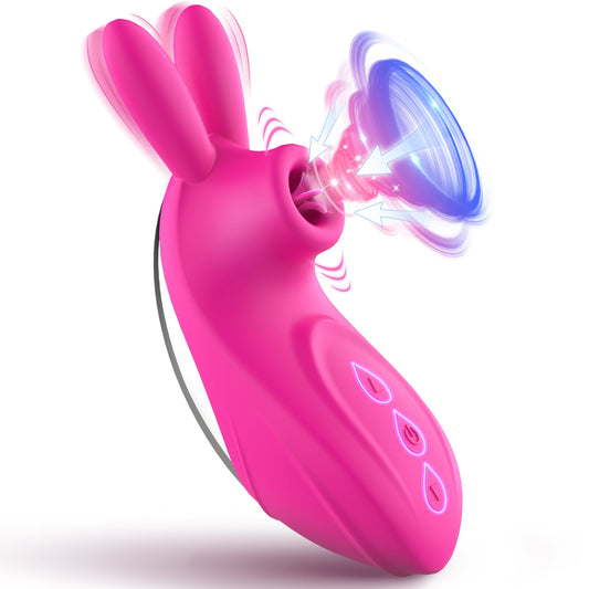 3-in-1 Bunny Vibrator with Powerful Suction and 10 Intense Frequencies