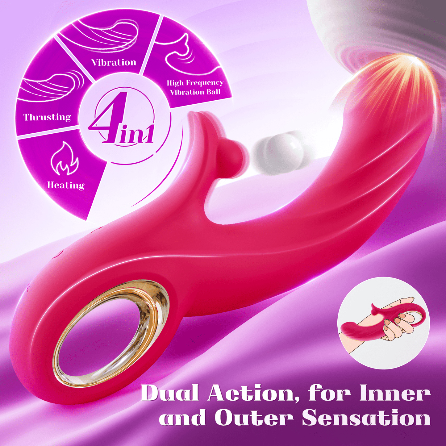 2023 New 4 in 1 High Frequency Vibration ball and Smart Heating Vibrator