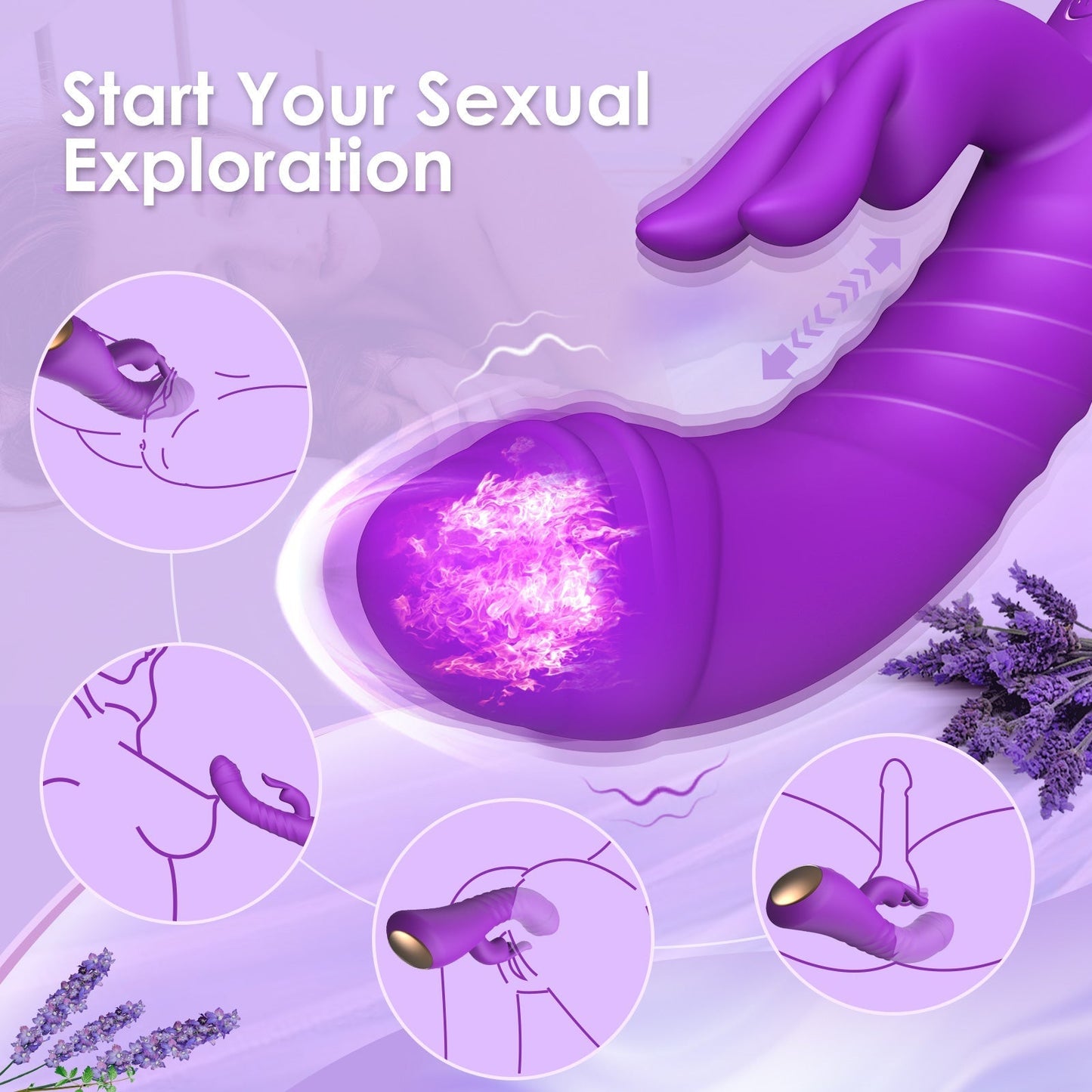 Thrusting Dildo Rabbit Vibrator Smart Heating for Women