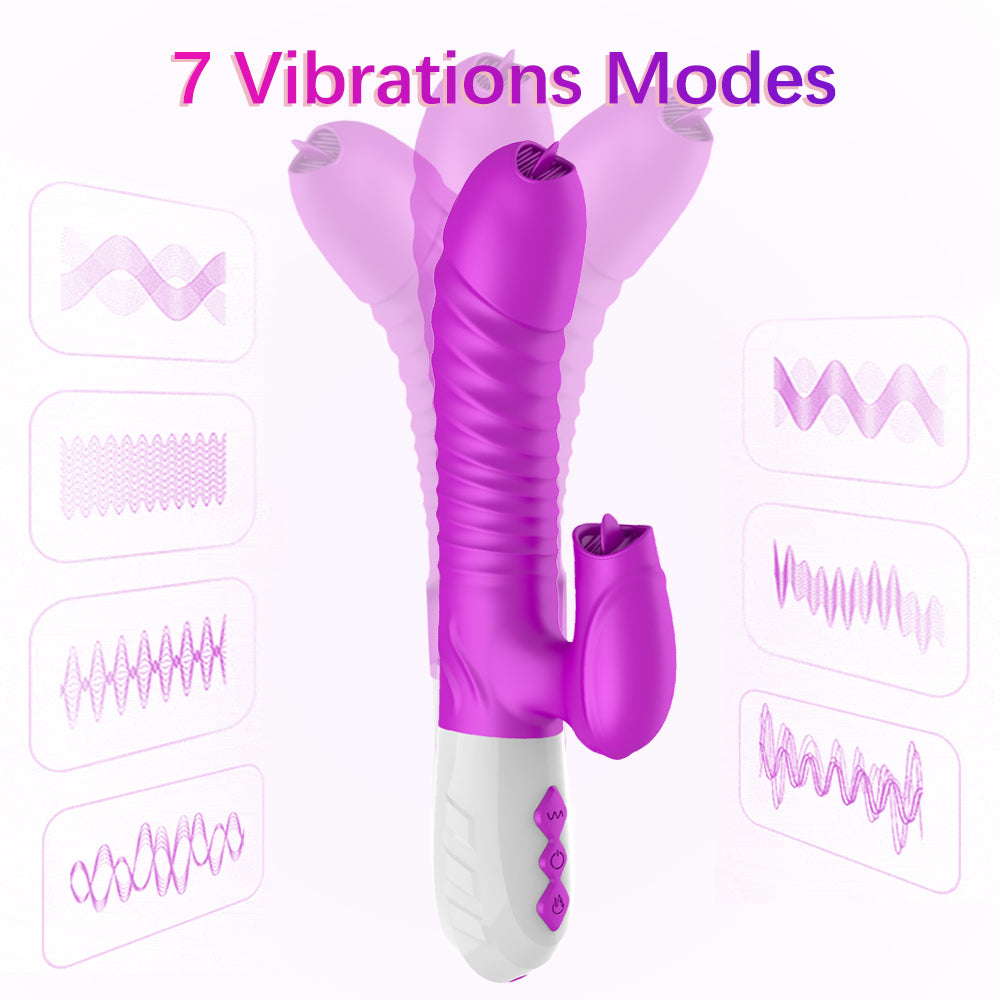 2 Tongues Licking G-Spot Rabbit Stimulator Vibrator