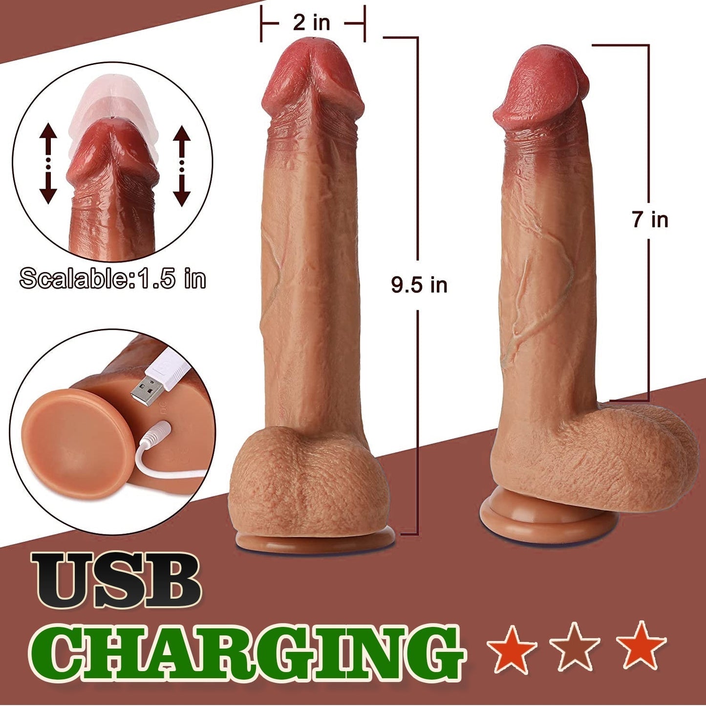 Silicone 3 in 1 Realistic Vibrating Dildo