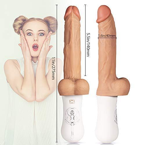 11-Inch 10 Vibrating 6 Telescoping Rotating Lifelike Silicone Realistic Dildo