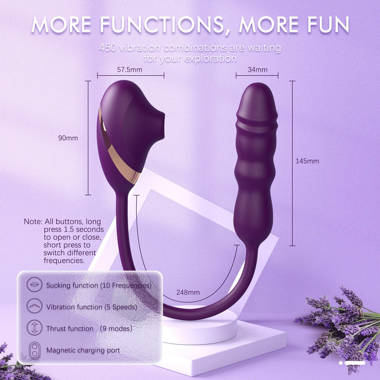 Sucking & Thrusting G-Spot Vibrator Dildo Plug