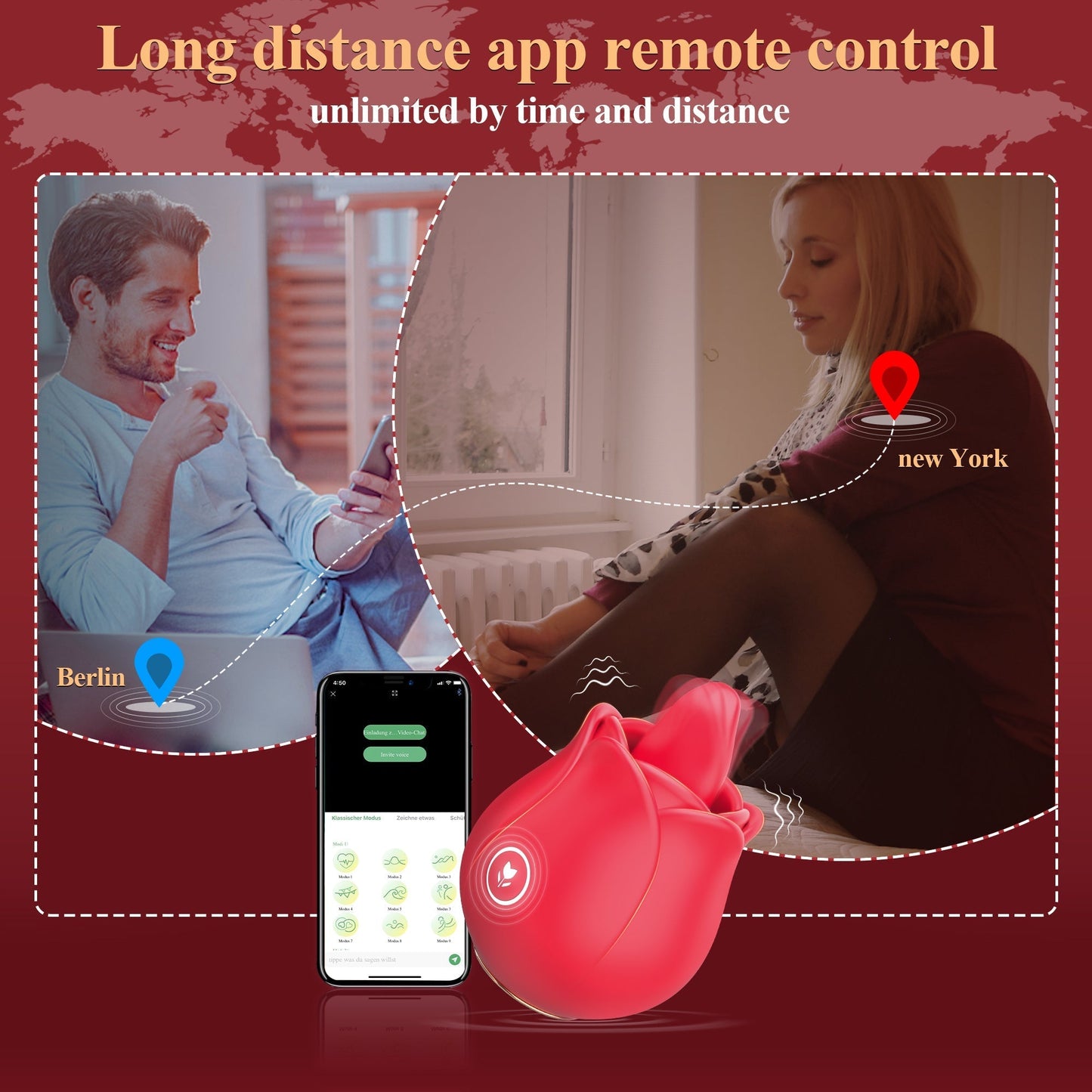 Portable Rose Toy with Tongue Licking Clitoral & Vibrating