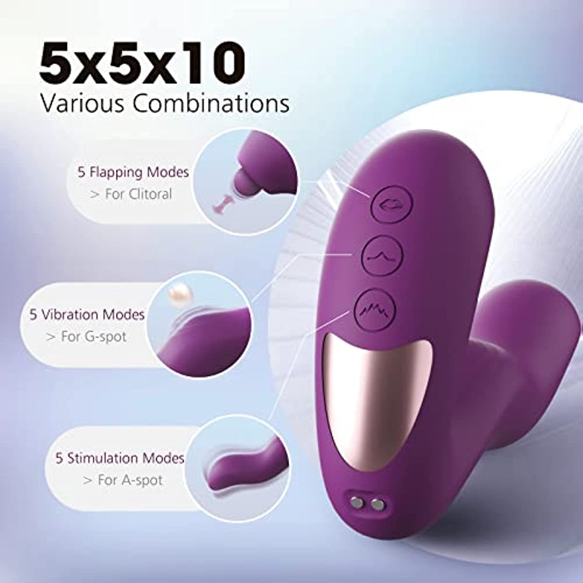 G Spot Clitoral Vibrator for Vagina Anal Stimulation3 in 1 Multi Vibrations