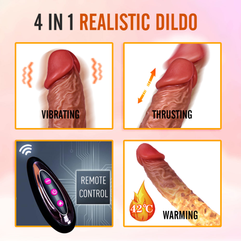 4-in-1 Deluxe Realistic Dildo with G-Spot Vibrating Stimulation