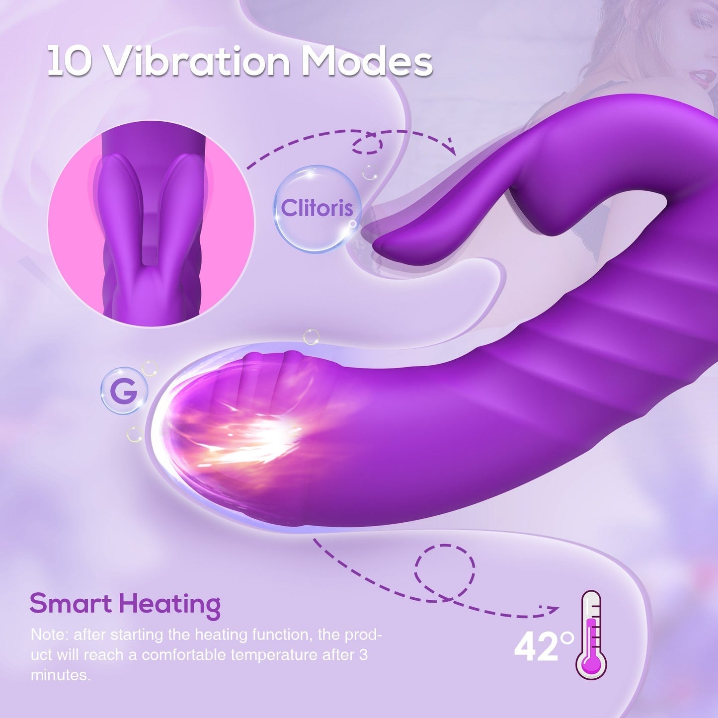 Thrusting Dildo Rabbit Vibrator Smart Heating for Women