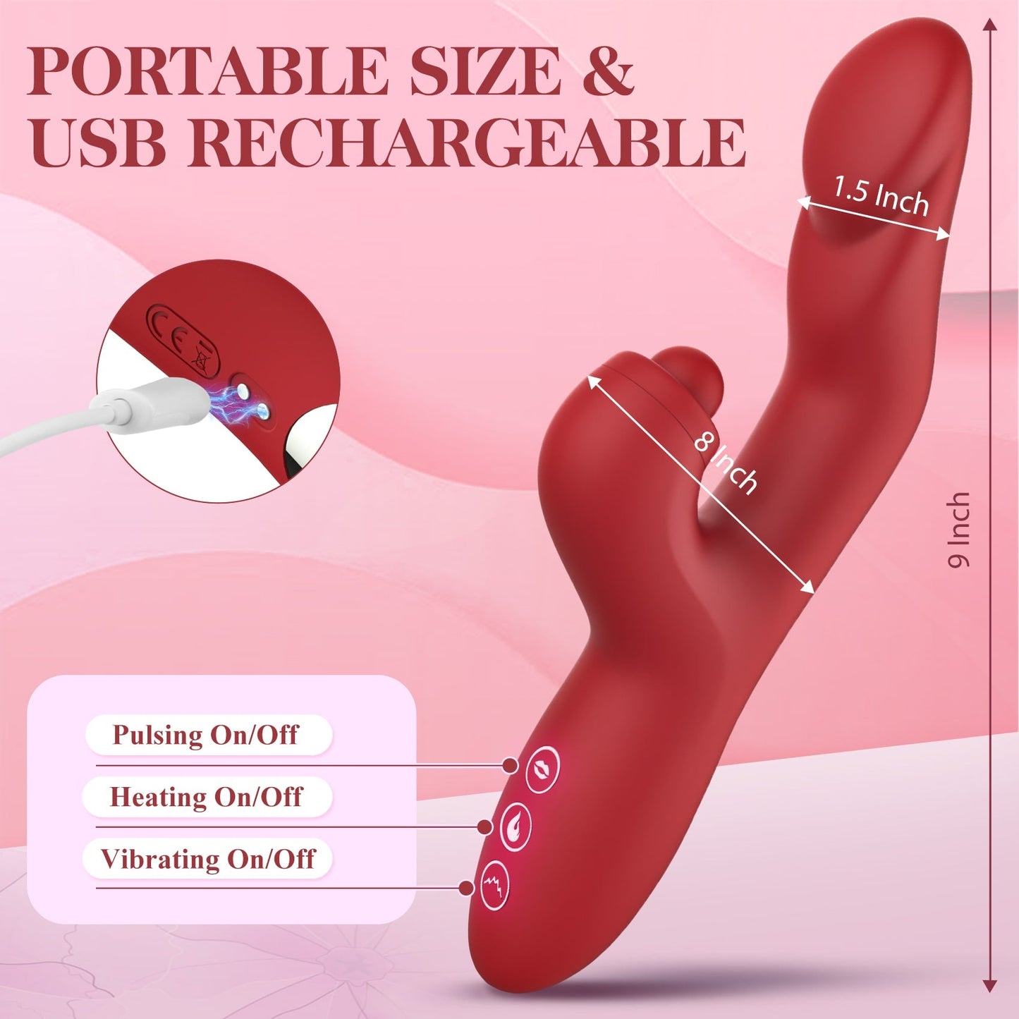 3-in-1 Vibrator Pulsator Heater Portable Size for Women