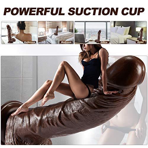 10.23-Inch Manual Curved Giant Realistic Chocolate-Colored Dildo