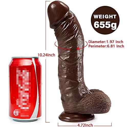 10.23-Inch Manual Curved Giant Realistic Chocolate-Colored Dildo