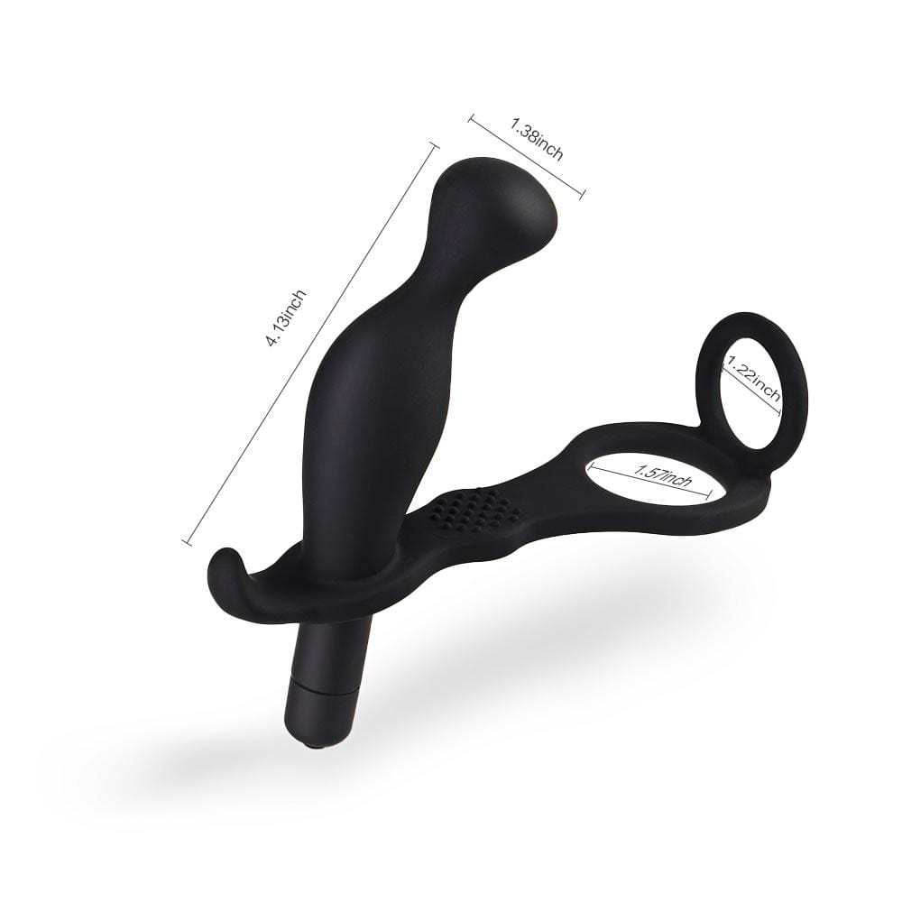 10-Frequency Vibration Fancy Prostate Massager with Double Cock Ring