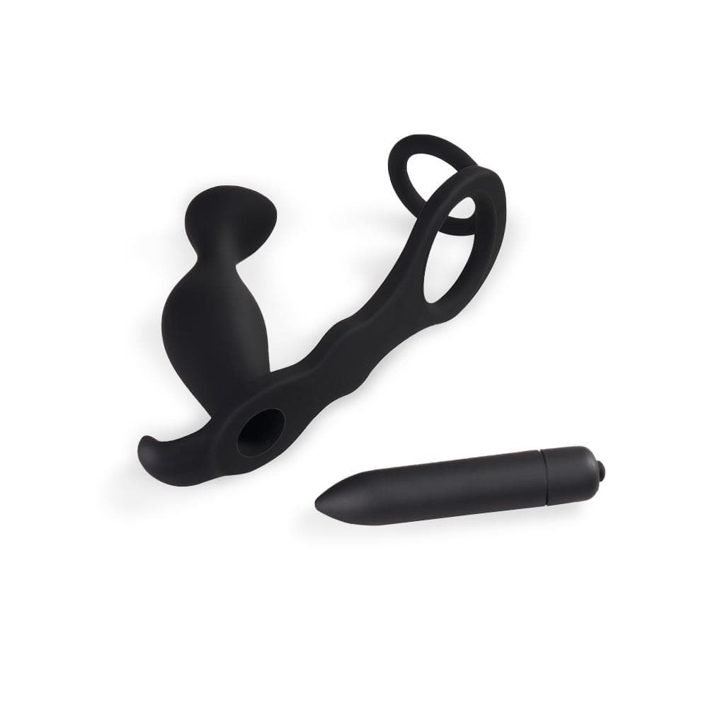 10-Frequency Vibration Fancy Prostate Massager with Double Cock Ring