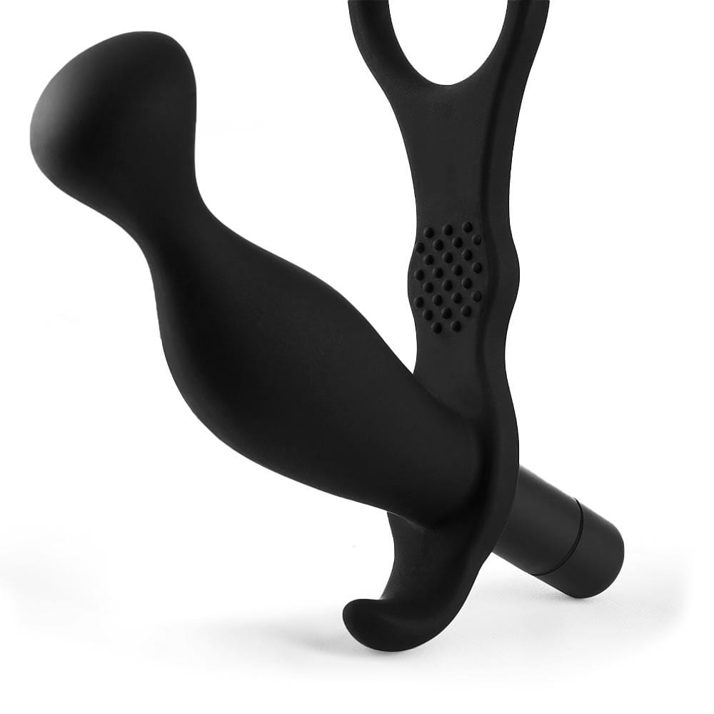 10-Frequency Vibration Fancy Prostate Massager with Double Cock Ring