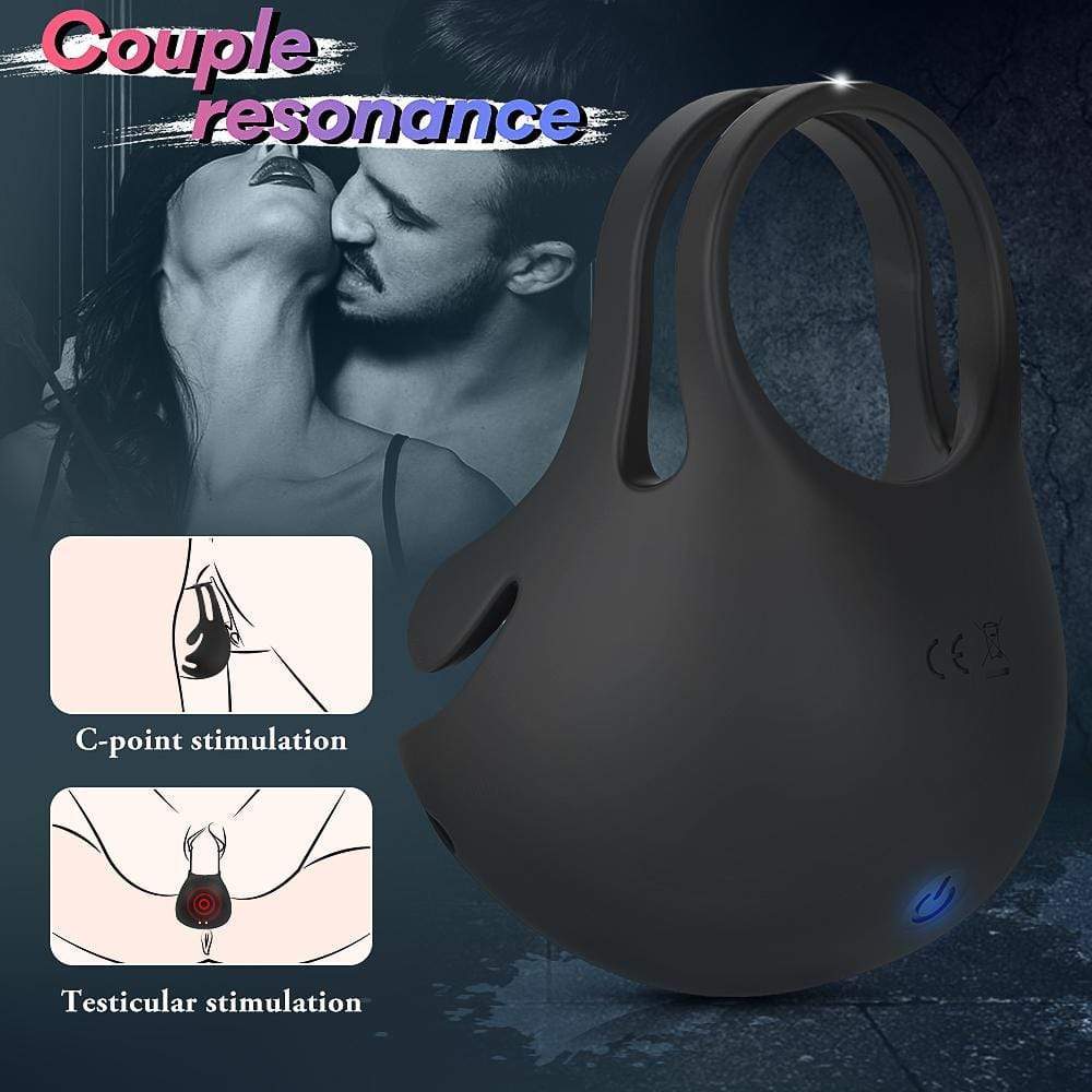 1.29-Inch 9-Speed Vibrating Penis Ring with Testicles Teaser