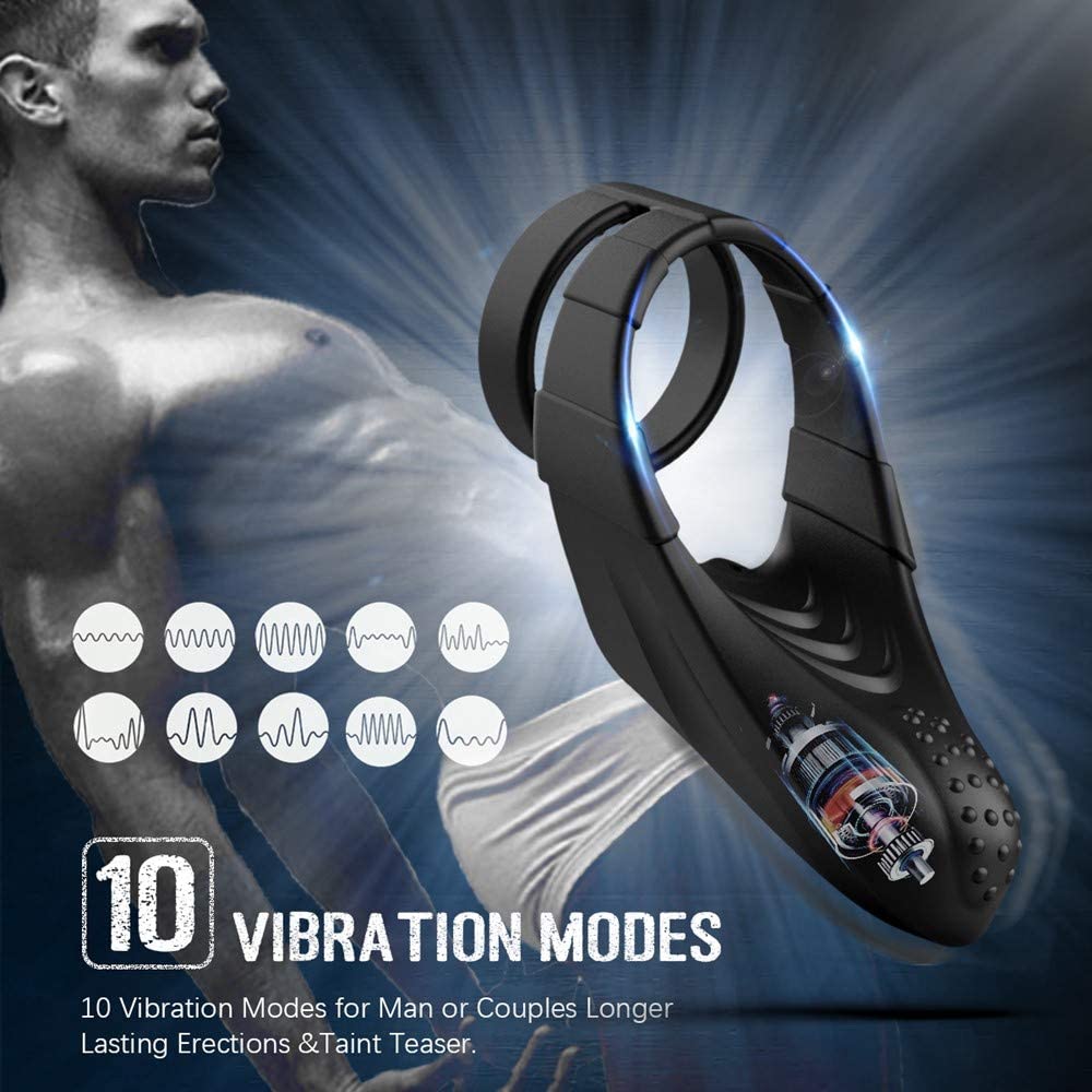 10 Vibration Modes Double Circles with Taint Teaser Penis Ring