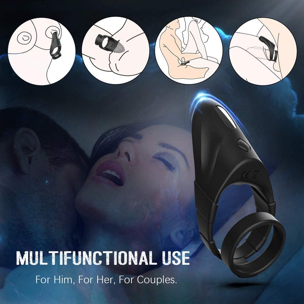 10 Vibration Modes Double Circles with Taint Teaser Penis Ring