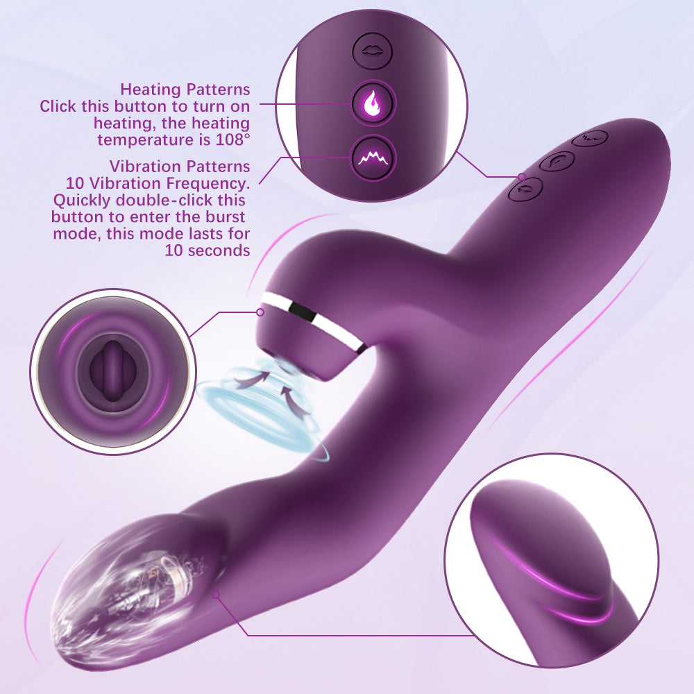 3 in 1 Stimulation Rabbit Vibrator with Heating