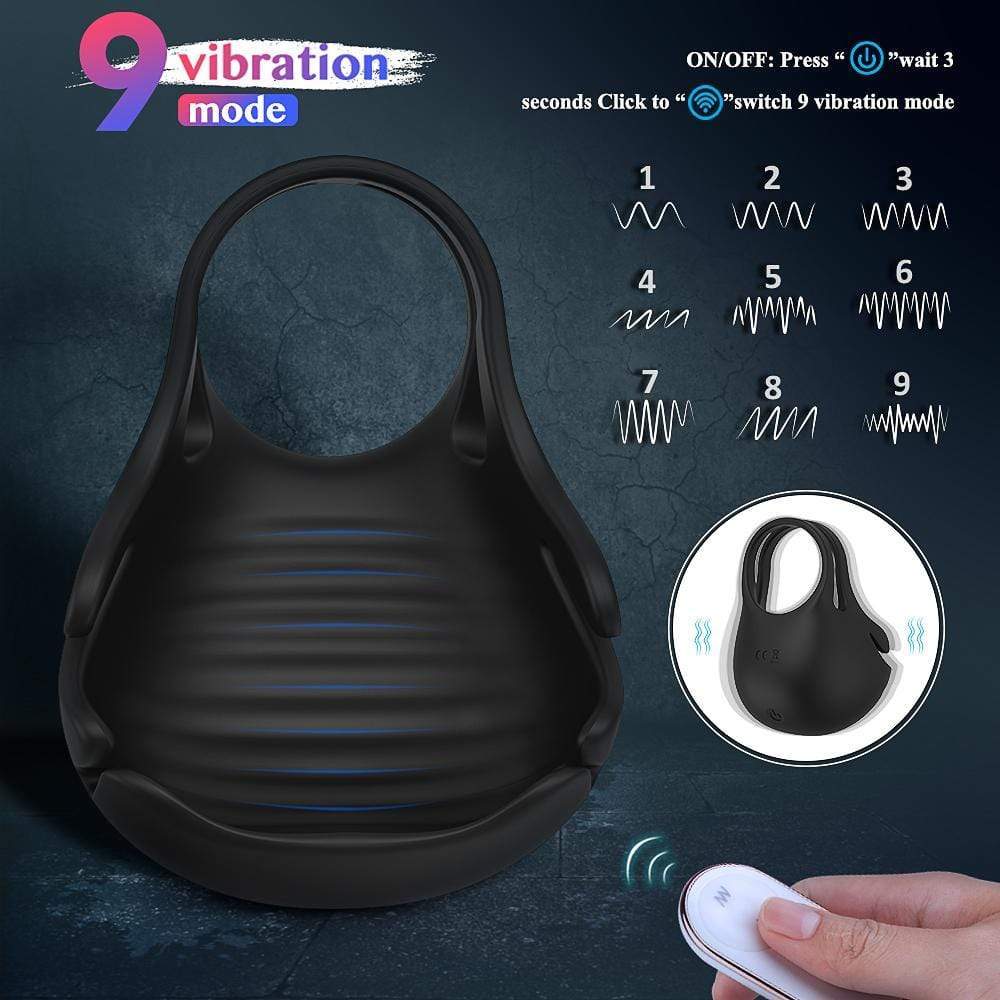 1.29-Inch 9-Speed Vibrating Penis Ring with Testicles Teaser