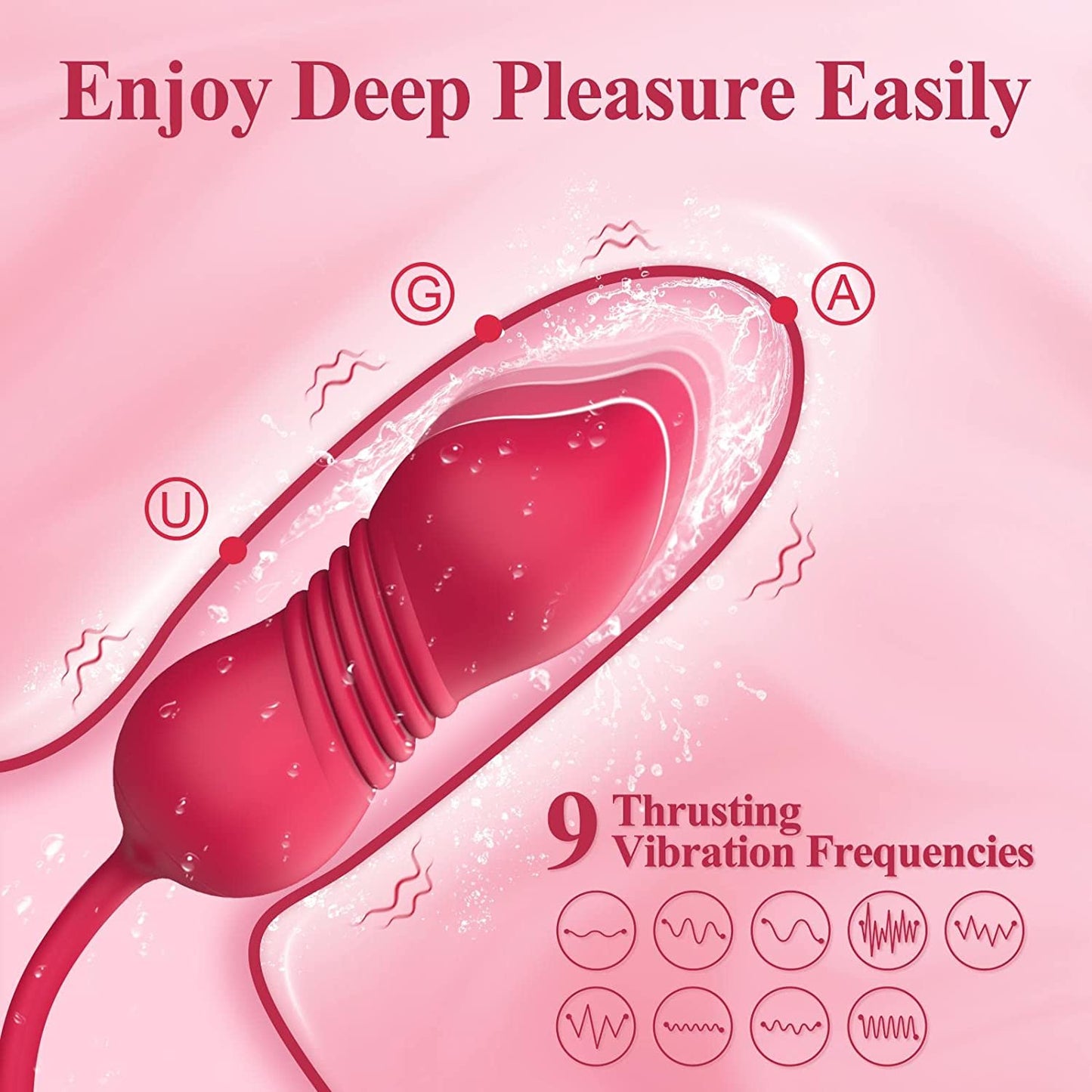 Air Pulse Tapping Clit Rose Vibrator with Thrusting Dildo