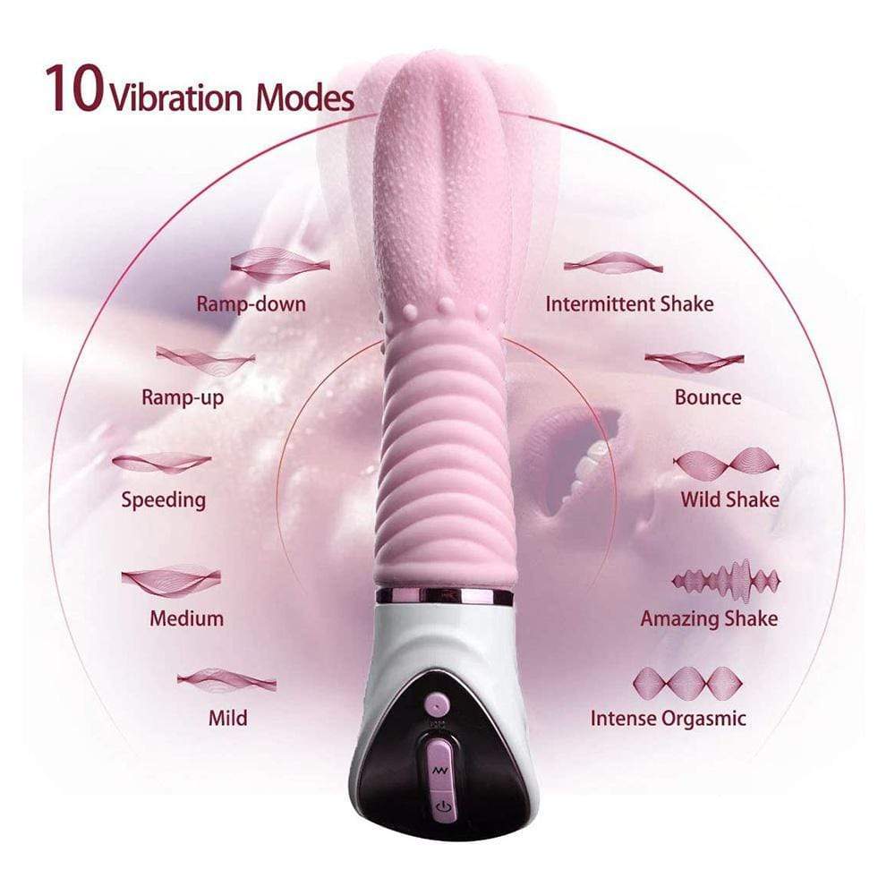 10 Vibration Modes Heating G-Spot Stimulator Licking Tongue Vibrator