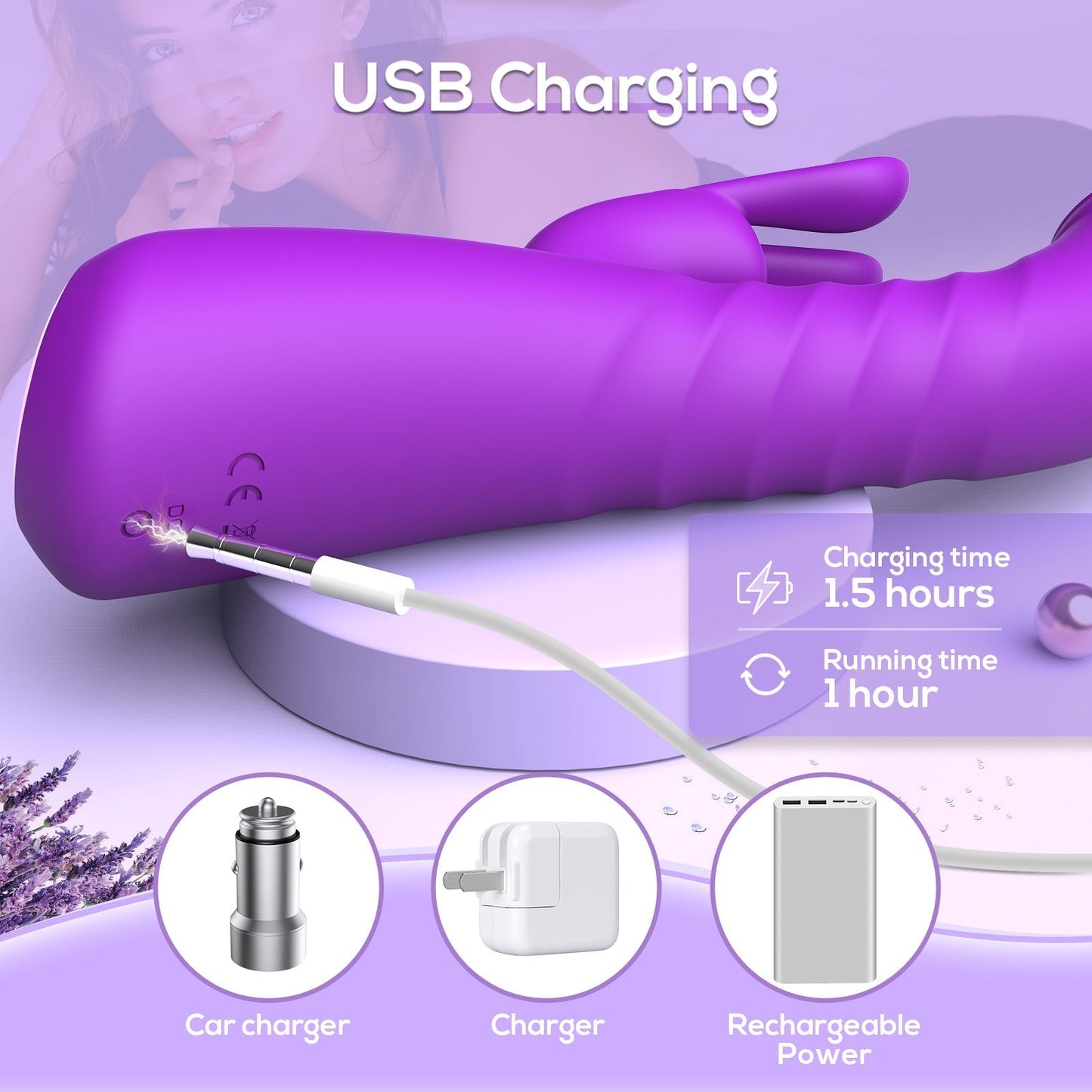 Thrusting Dildo Rabbit Vibrator Smart Heating for Women