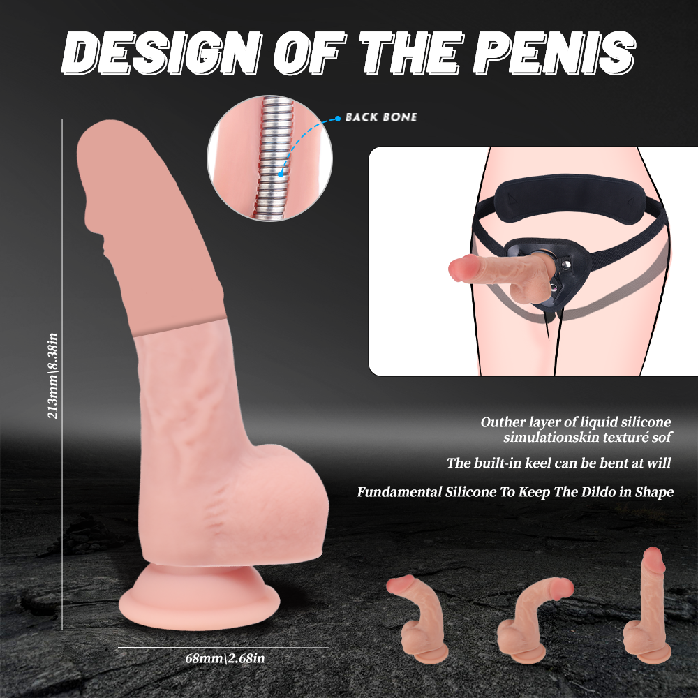 Double-Layer Liquid Silicone Dildo with Wearable Harness