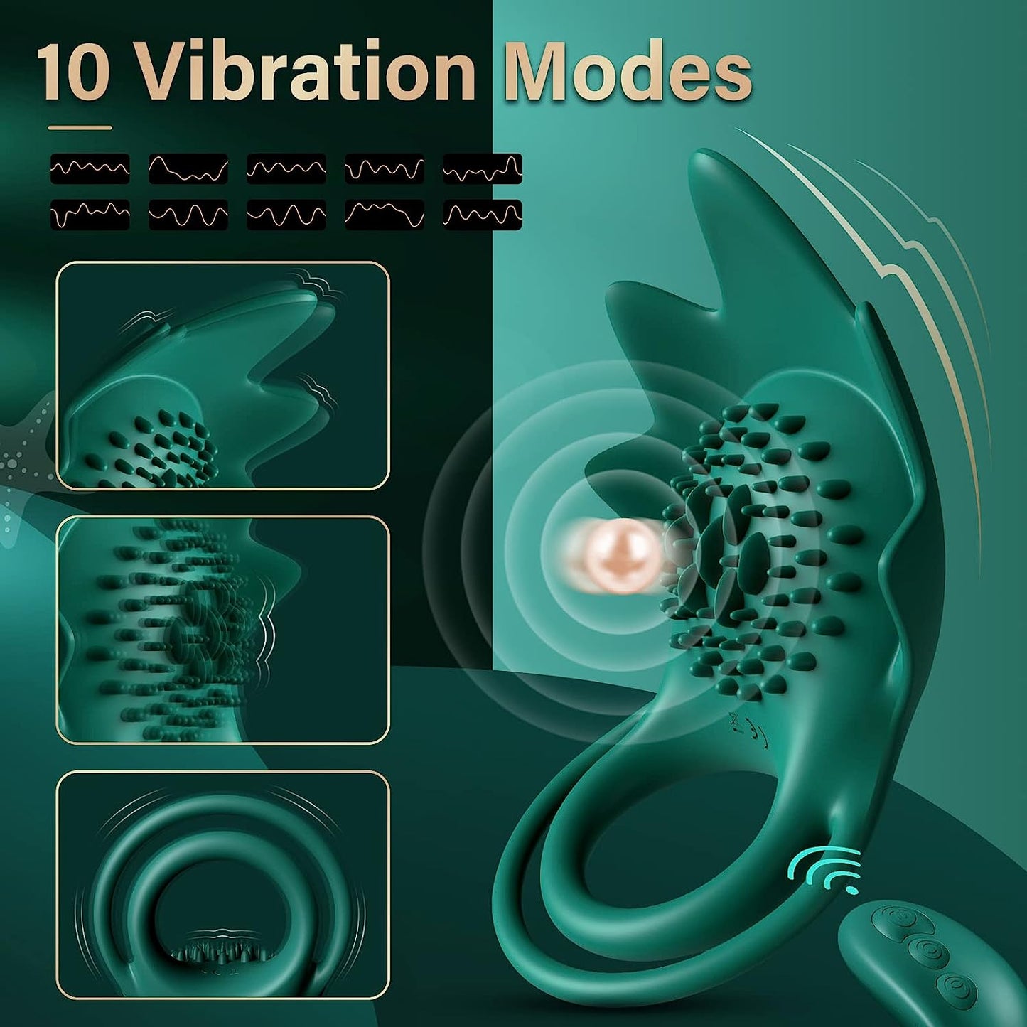 Vibrating Cock Ring, Penis Ring Vibrator with 10 Vibration Modes