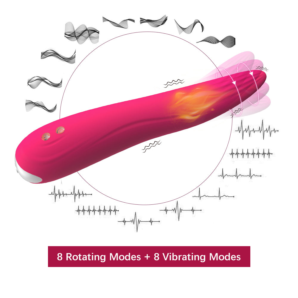 16 Rotating & Vibrating Modes 360° Rotating Automatic Heating Silicone Vibrator