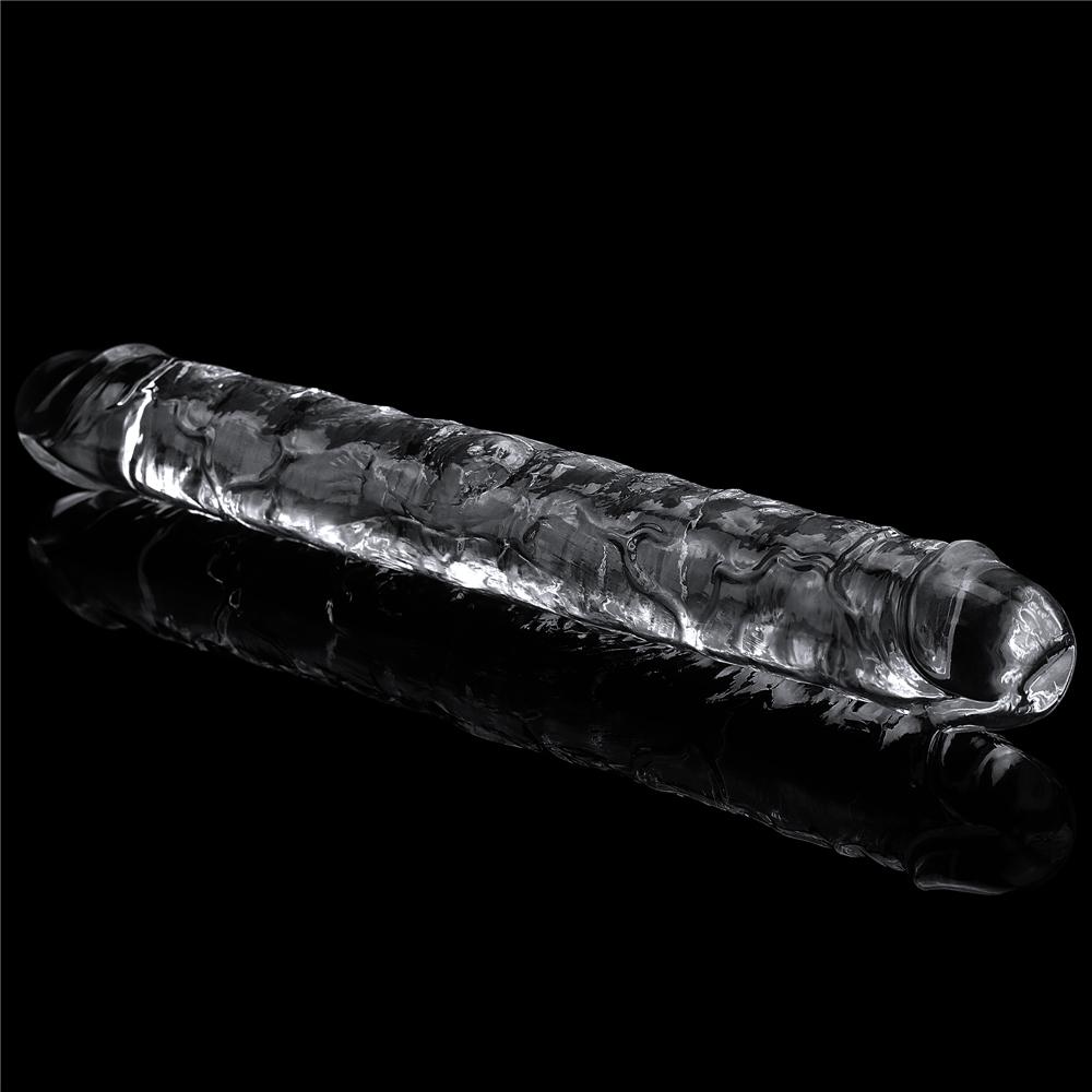 12-Inch Transparent Satisfying Double Penestration Dildo with Realistic Glans