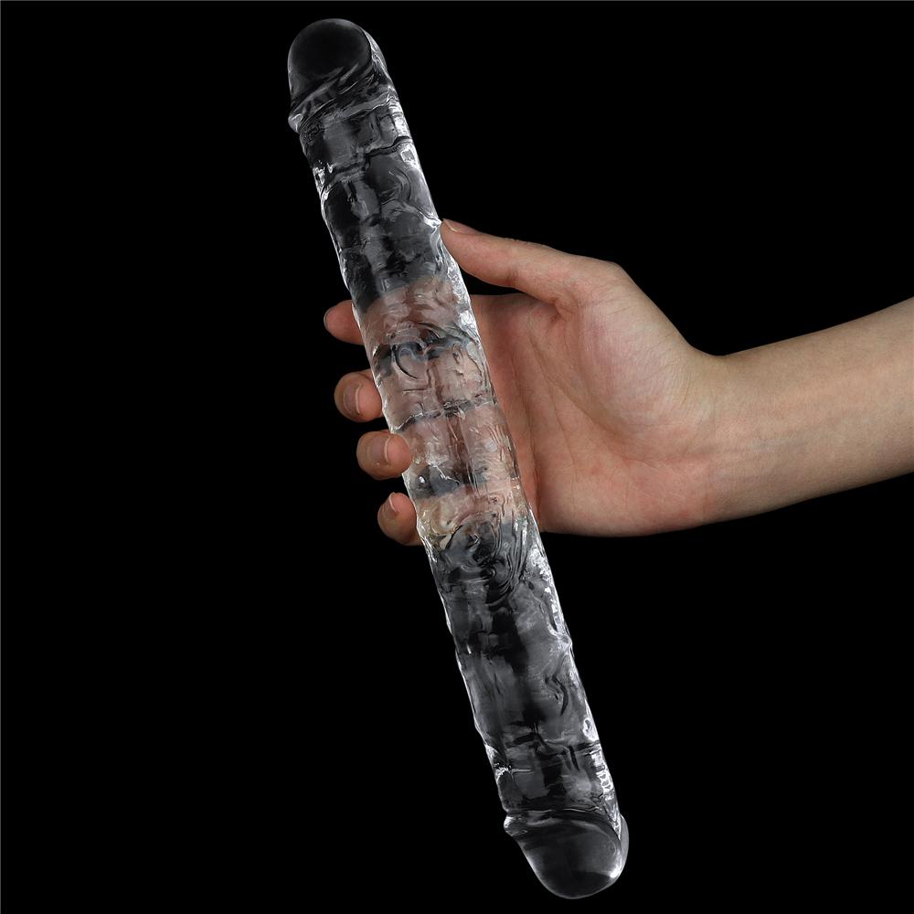 12-Inch Transparent Satisfying Double Penestration Dildo with Realistic Glans