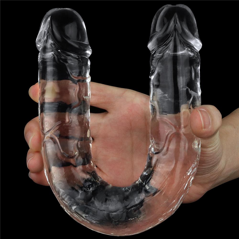 12-Inch Transparent Satisfying Double Penestration Dildo with Realistic Glans