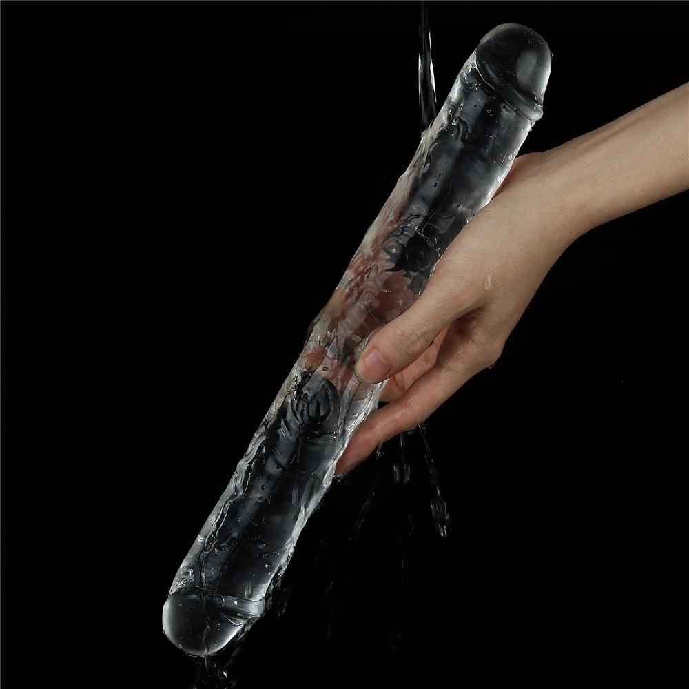 12-Inch Transparent Satisfying Double Penestration Dildo with Realistic Glans