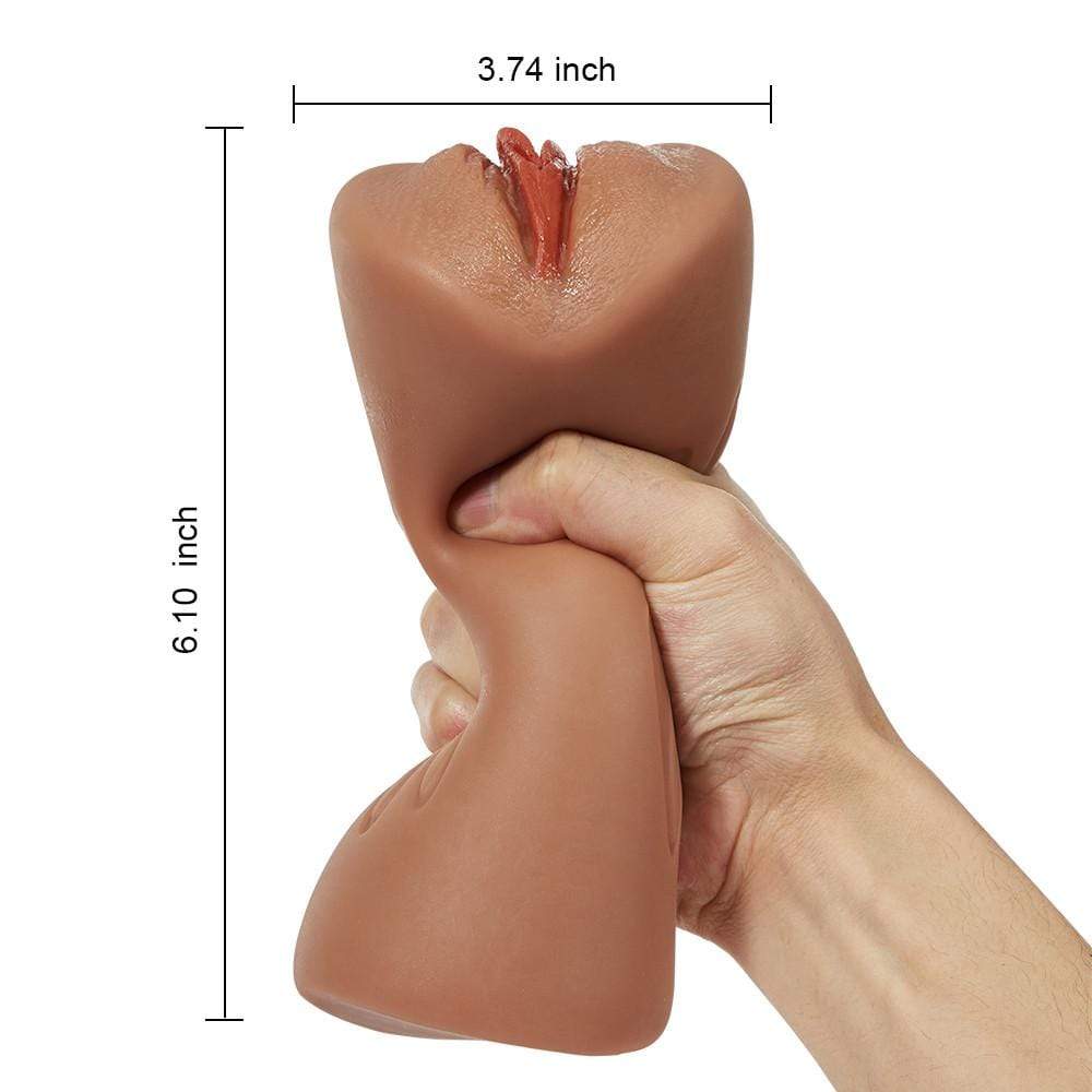 6.1" Bronzed Skin Realistic Clitoris Soft Pocket Pussy Stroker