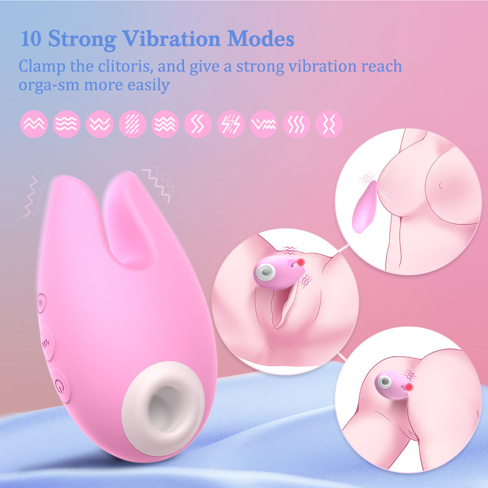 2 in 1 Clitoral Sucking Silicone Vibrator With 10 Vibration Modes