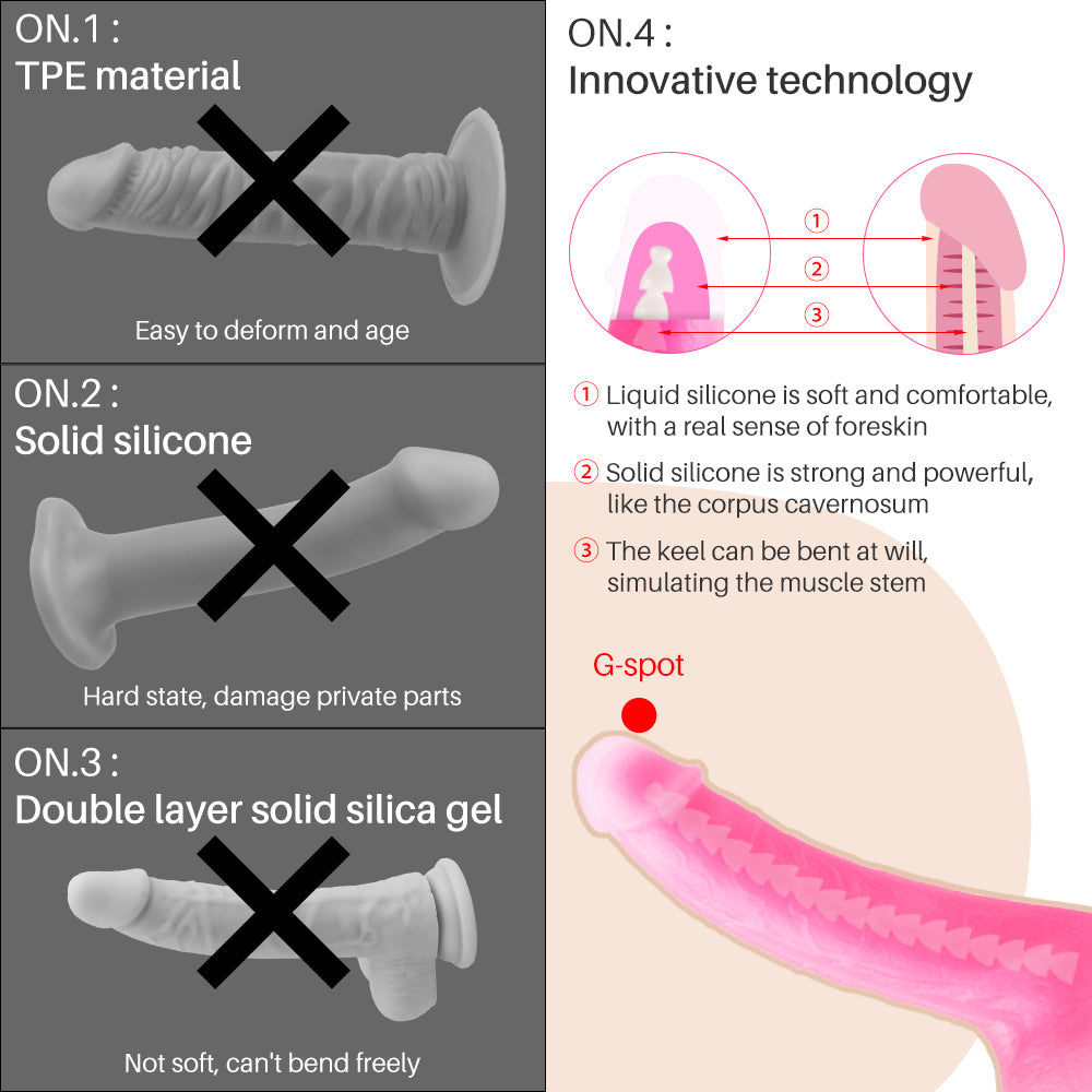 Double layer silicone strong suction simulation dildo