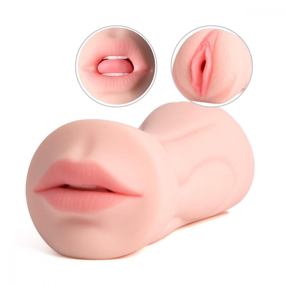 2-in-1 Realistic Mouth Cunt Masturbator Pocket Pussy