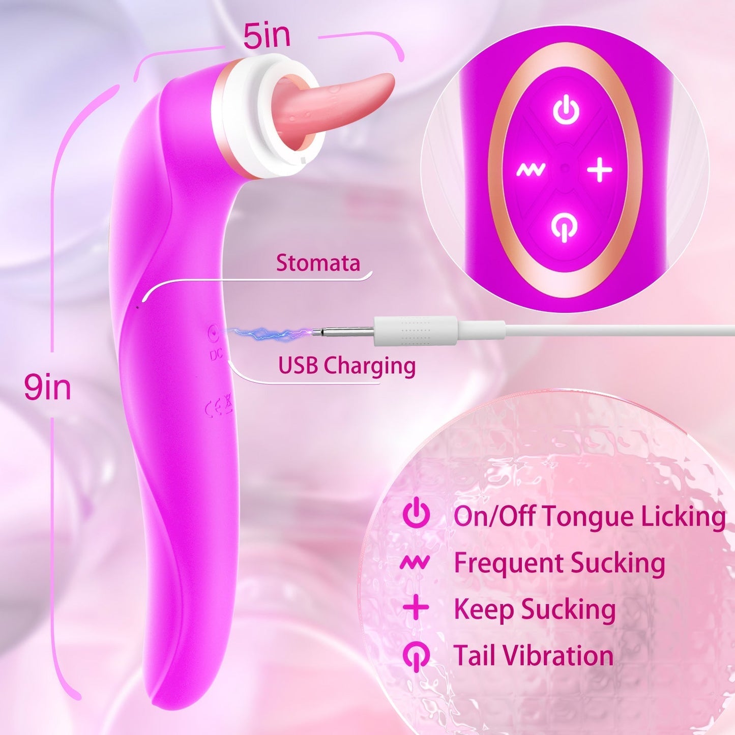 Tongue Licking Toy 10 Vibrating Patterns Waterproof Stimulator